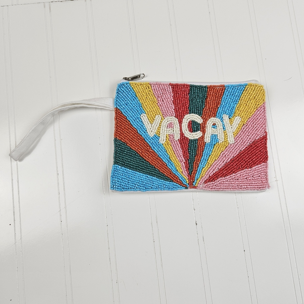 VACAY seed bead colorful clutch purse